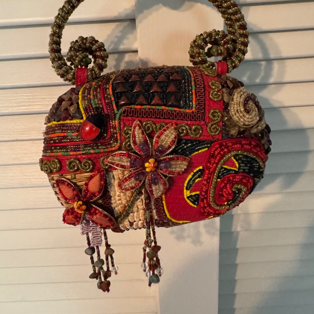 vintage Mary Francis embroidered and beaded  evening bag